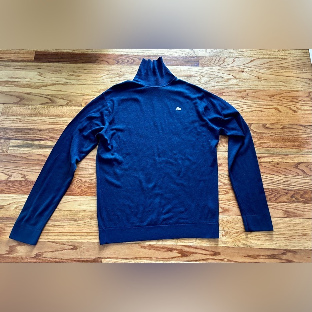 Lacoste Men's Navy Merino Wool Turtleneck Sweater - size 5 or Large